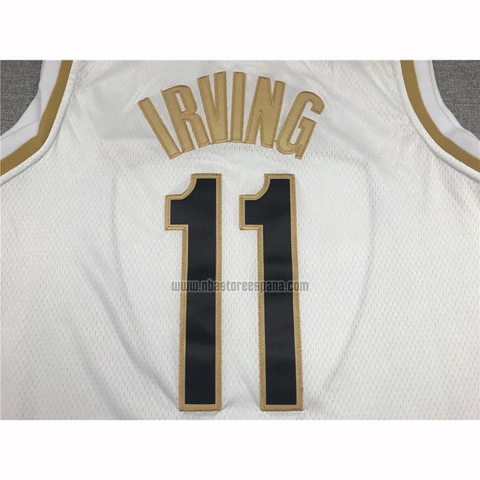 Camiseta Golden Edition Brooklyn Nets Kyrie Irving NO 11 Blanco